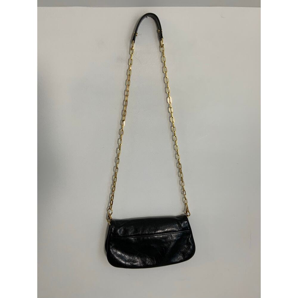 Tory Burch Reva Black Leather Detachable Gold Chain Crossbody Clutch - Picture 4 of 10